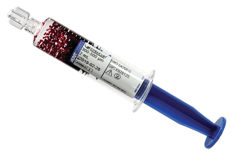 EmboGold® Microspheres – Micropartículas calibradas para la embolización de arterias prostáticas